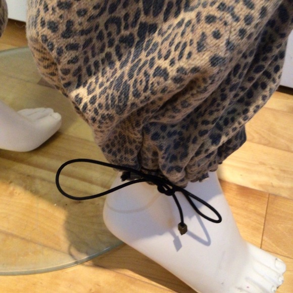 Just Cavalli wool cotton leopard print harem jean jogger drawstring cuff - Picture 2 of 13